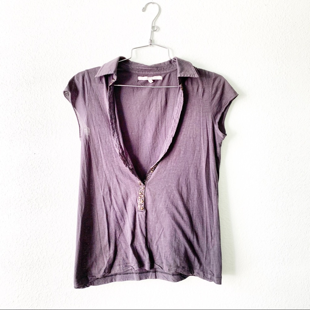 Ruehl 925 blouse beaded top layer short sleeve M